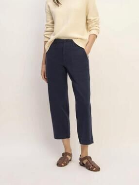 Everlane Navy Cropped Straight-Leg Trousers